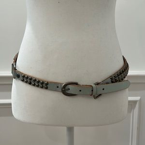 Teal embellished belt with grommets size medium